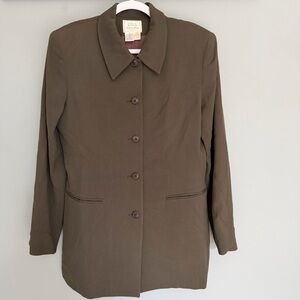 Vintage Field Manor 100% Worsted Wool USA Made Long Line Olive Green Blazer